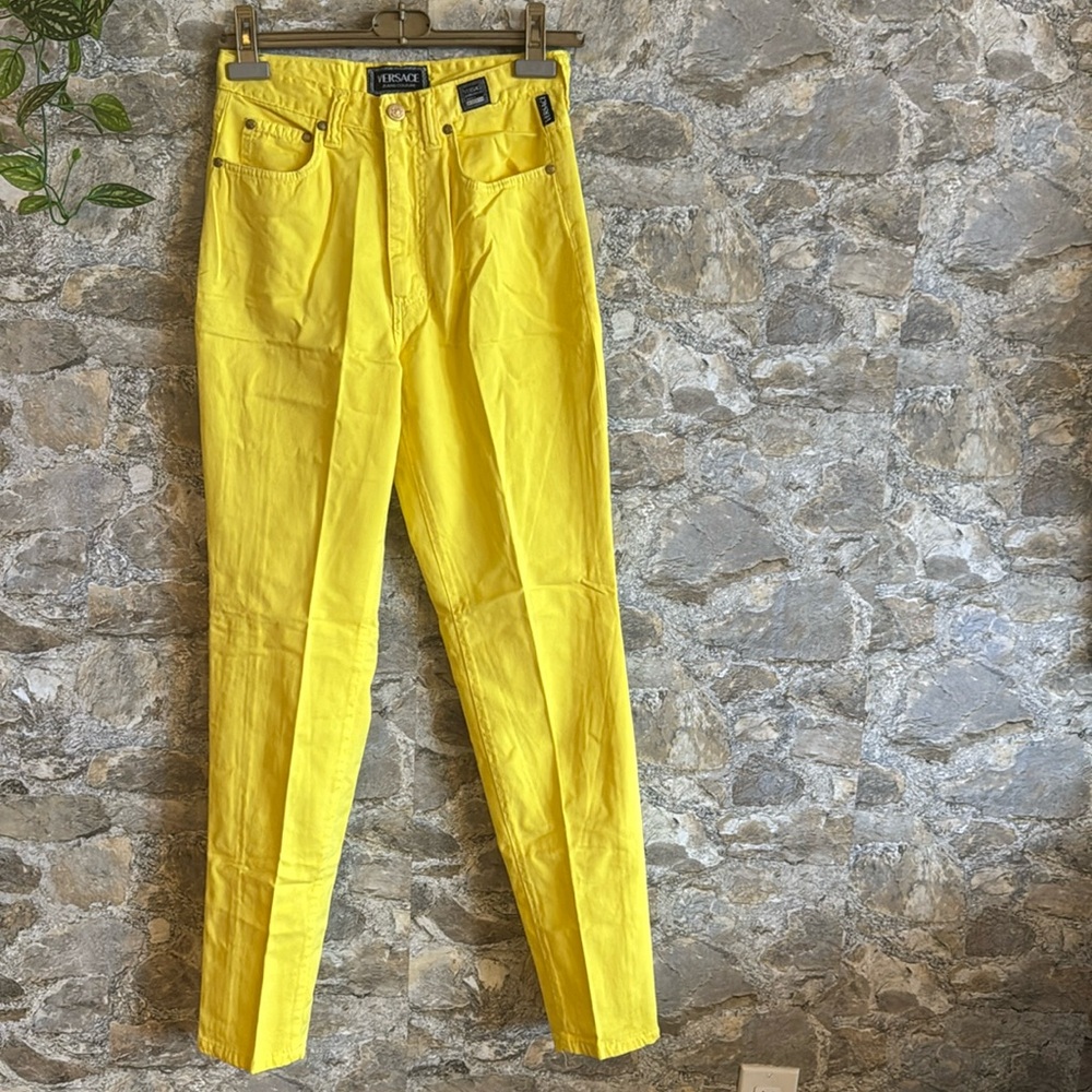 Vintage Versace Jeans Couture Yellow High Waisted Jeans
